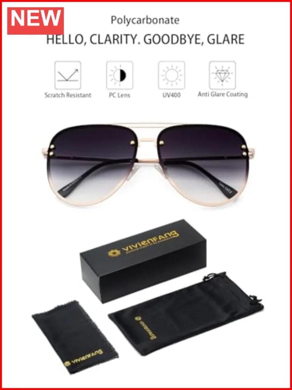 Trendy Oversized Aviator Sunglasses for Women Retro Cute Big Shades UV